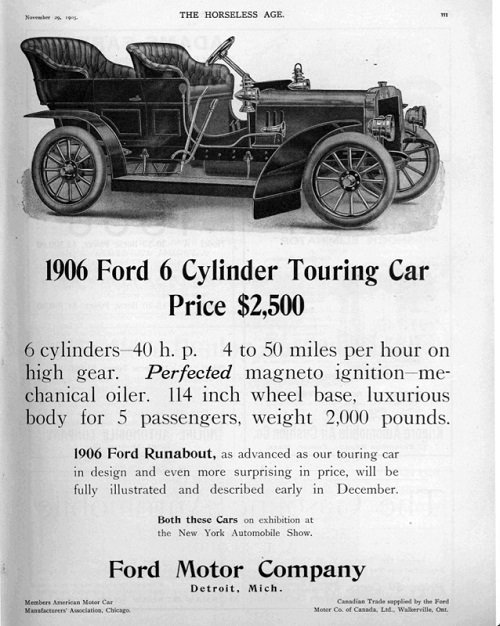 Ford Model K 1906. Credit to mtfca.com.