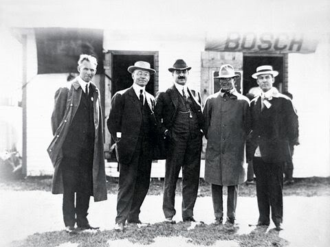 Henry Ford, Arthur Newby, Frank Wheeler, Carl G Fisher and James Allison. Photo credit to IMS.