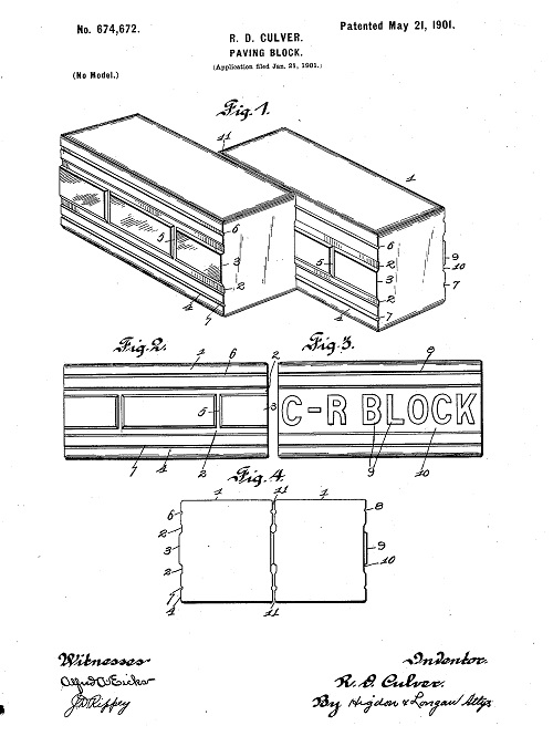 US Patent 674672-0 Paving Block.