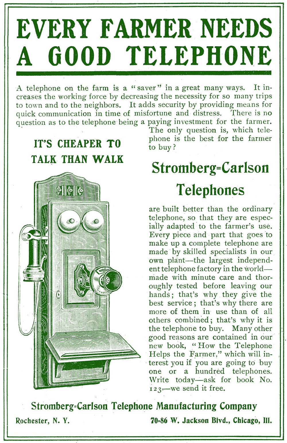 Stromberg-Carlson Telephone Manufacturing Co. Advertisement 1905. Credit to Wikipedia.